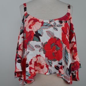 Cupcakes and Cashmere Floral Cold Shoulder Top NWT